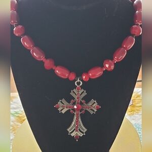 Red turquoise necklace and bracelet set